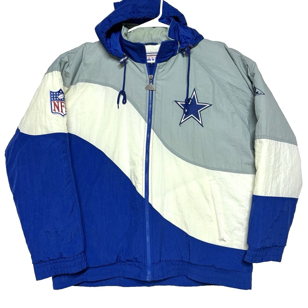 Vintage Dallas Cowboys NFL Pro Line Apex One Puffer Jacket Coat‎ Hood 90s Mens L
